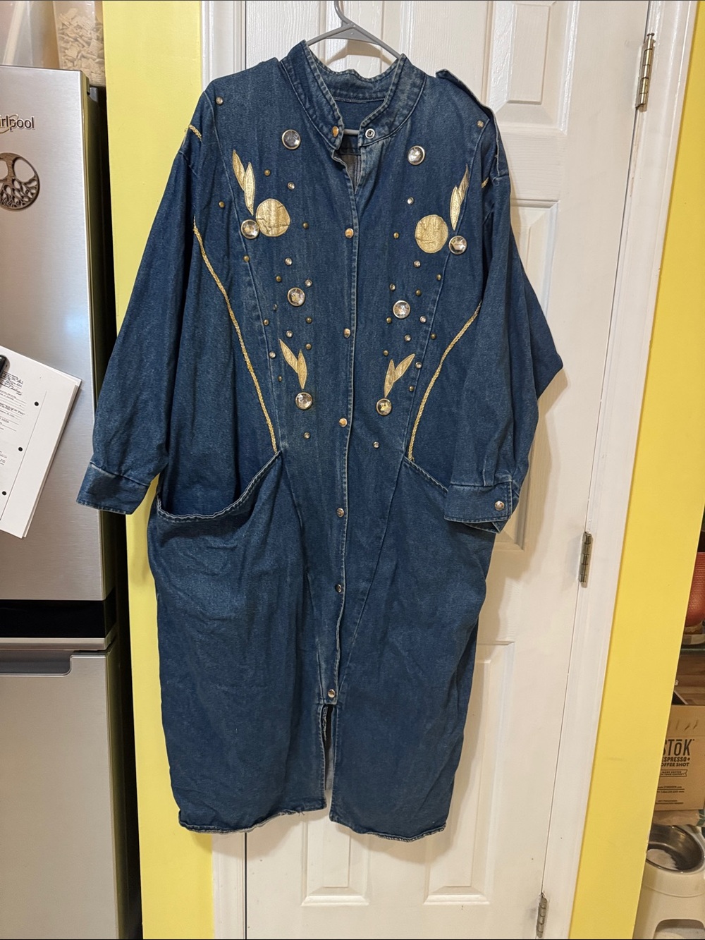 Full length denim coat